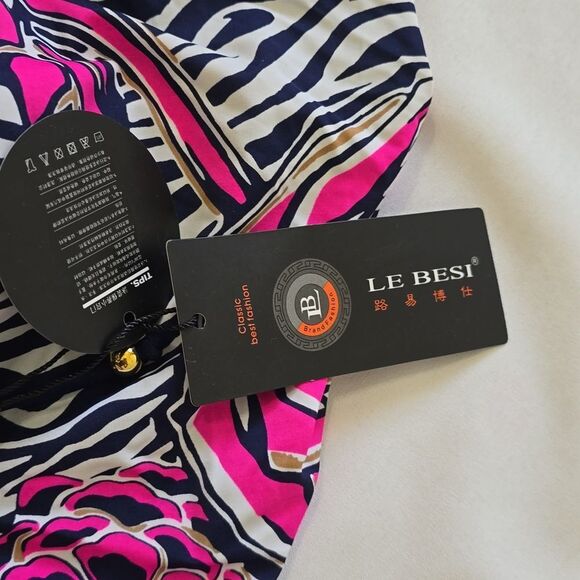 LE BESSI Navy and Pink Floral One Piece Swimsuit Sizr 50(See Meassurments) - Picture 7 of 10